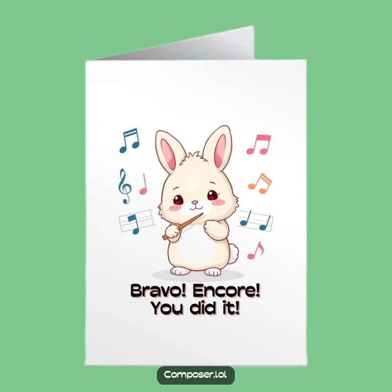 Free Printable Bunny Conductor Congrats Card: Funny Downloadable Gift