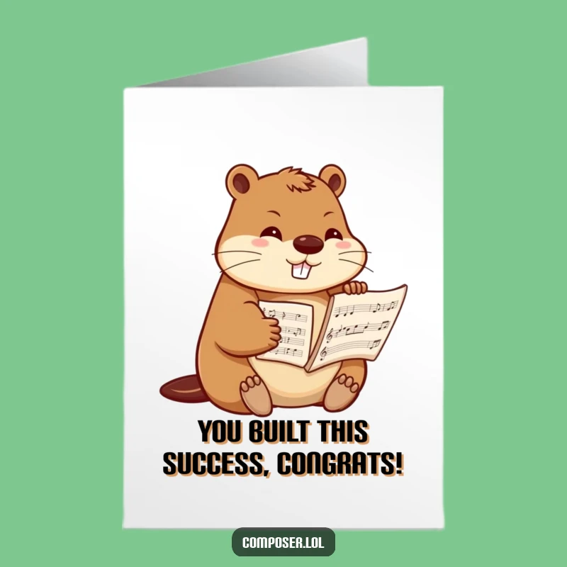 Free Printable Congrats Card: Focused Beaver Composer, Hilarious Downloadable Greeting for Musical Achievements