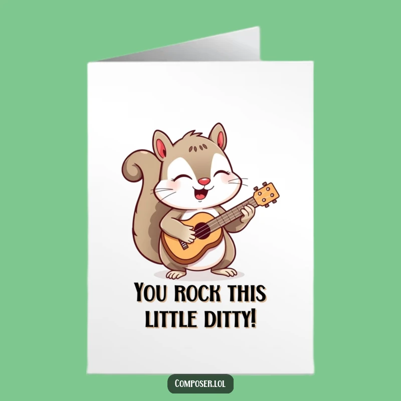 Free Printable Congrats Card: Funny Squirrel Ukulele Hilarious Downloadable Gift