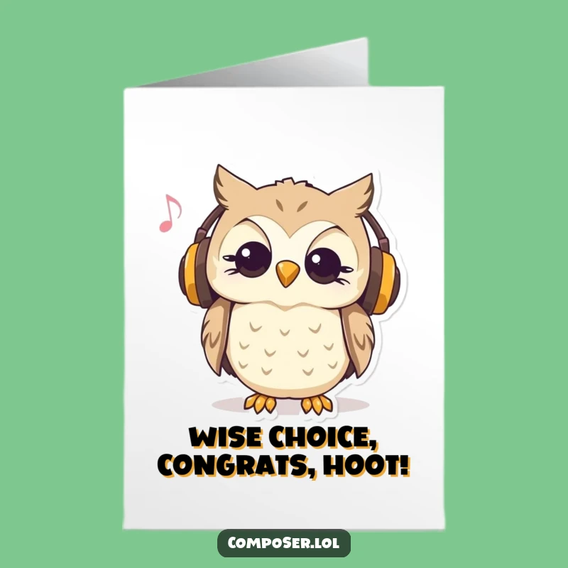 Free Printable Congrats Card: Owl DJ Music Lover Funny Downloadable Greeting