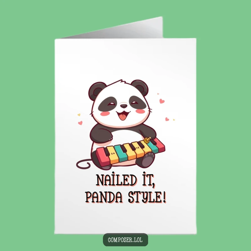 Free Printable Congrats Card: Panda's Xylophone Celebration for Your Win!