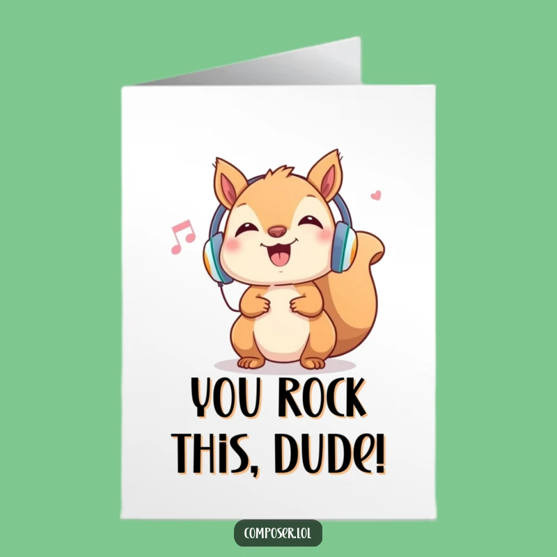 Free Printable Congratulations Card: Squirrel DJ Rocks Your Big Win - Downloadable!