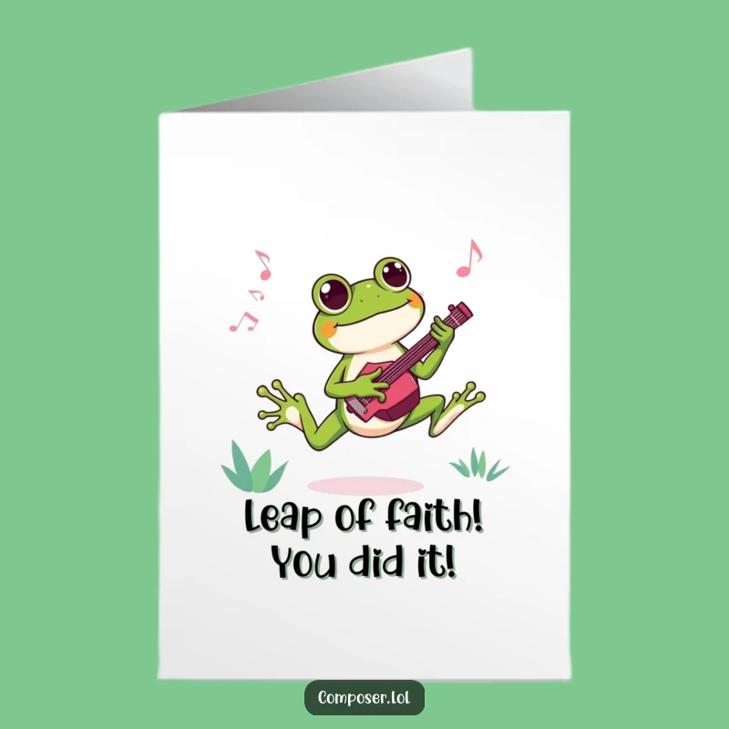 Free Printable Frog Composer Congrats Card - Lively Downloadable Celebration