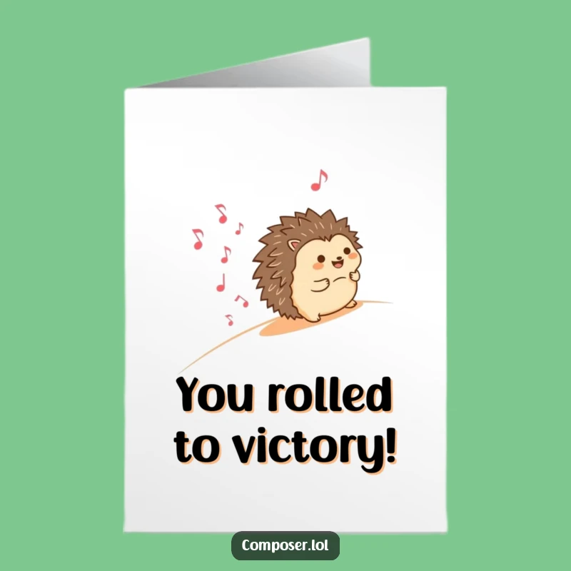 Free Printable Hedgehog Congrats Card: Rolling Fun Musical Notes Downloadable Gift
