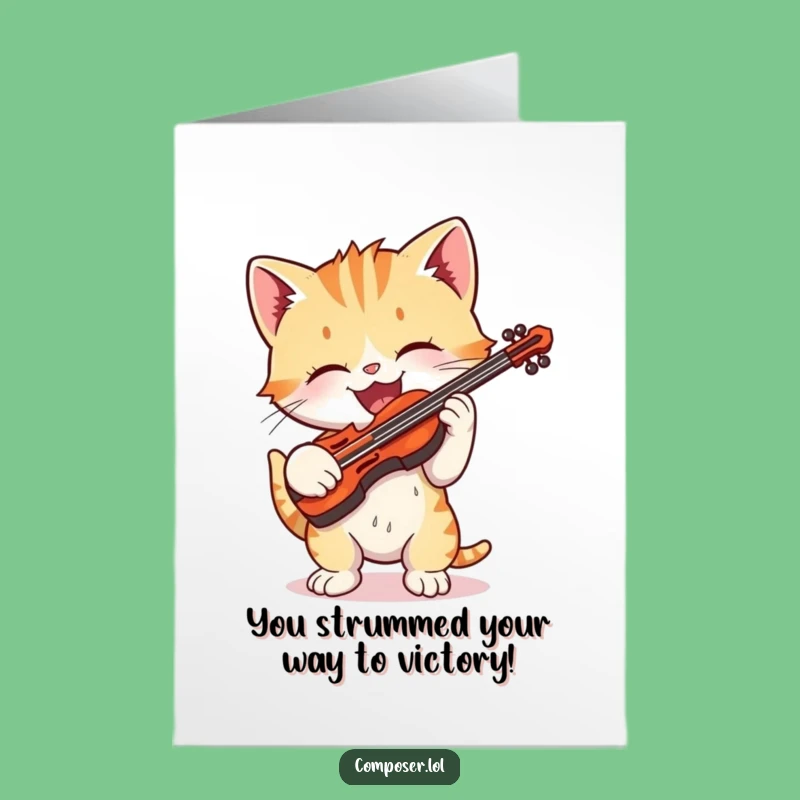 Free Printable Kitten Congratulations Card: Funny Violin Cat Achievement Gift