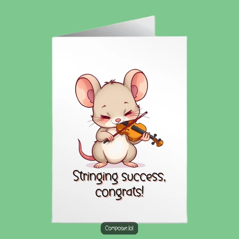 Free Printable Mouse Violinist Congrats Card - Precisely Funny Downloadable Gift for Success