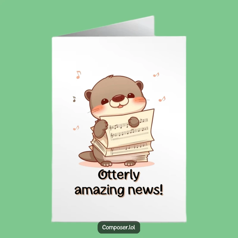 Free Printable Otter Congrats Card: Shy Humming Music Downloadable Gift