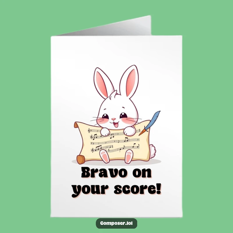 Free Printable Rabbit Composer Congrats Card: Humorous Downloadable Music Gift for Creators
