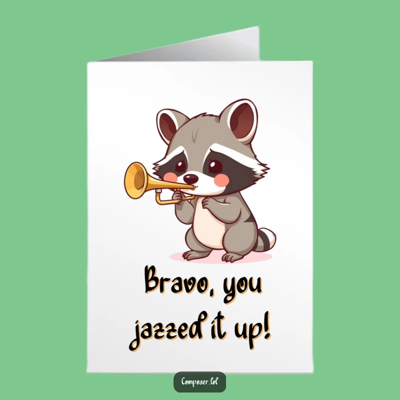 Free Printable Raccoon Trumpet Congratulations Card - Hilarious Downloadable Gift for Winners