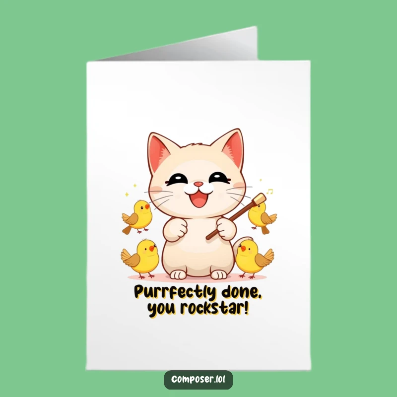 Free Printable Cat Conductor Congrats Card: Funny Downloadable Gift for Any Achievement