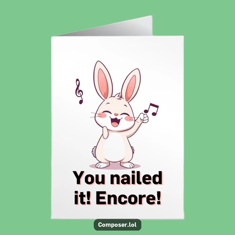 Free Printable Rabbit Congratulations Card: Funny Downloadable Music Achievement Gift