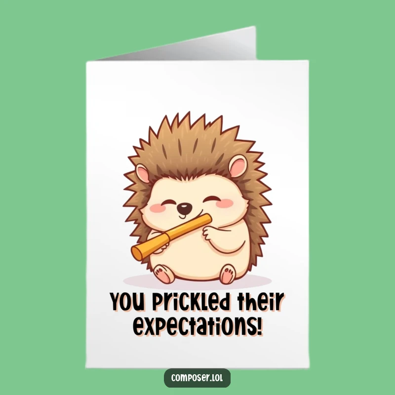 Free Printable Hedgehog Flutist Congrats Card - Funny Downloadable Gift