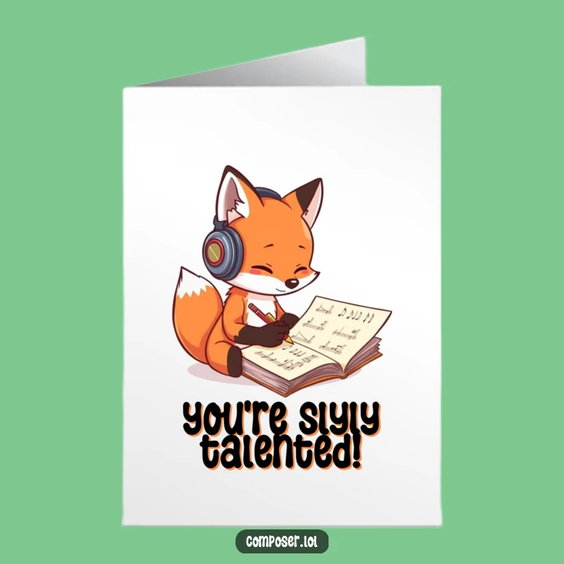 Free Printable Fox Composer Card: Celebrate Innovation with a Funny Downloadable Gift!