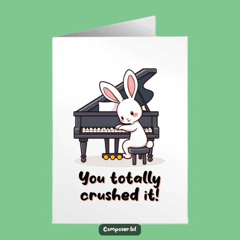 Free Printable Congrats Card: Piano Rabbit Character Funny Downloadable Gift