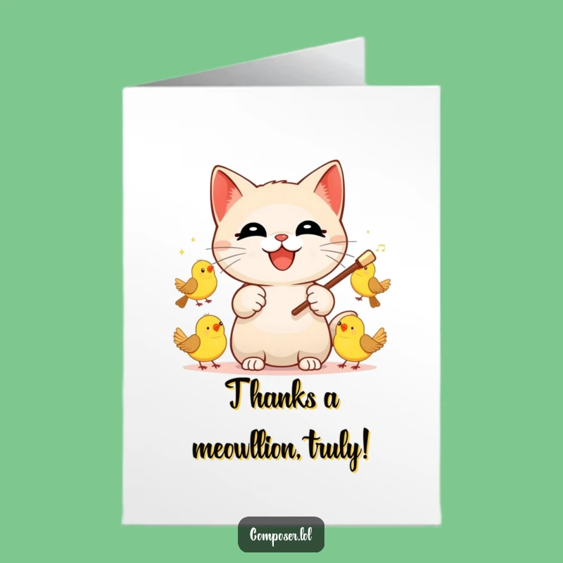 Free Printable Cat Says Thanks Card: Funny Downloadable Gift for Expressing Gratitude