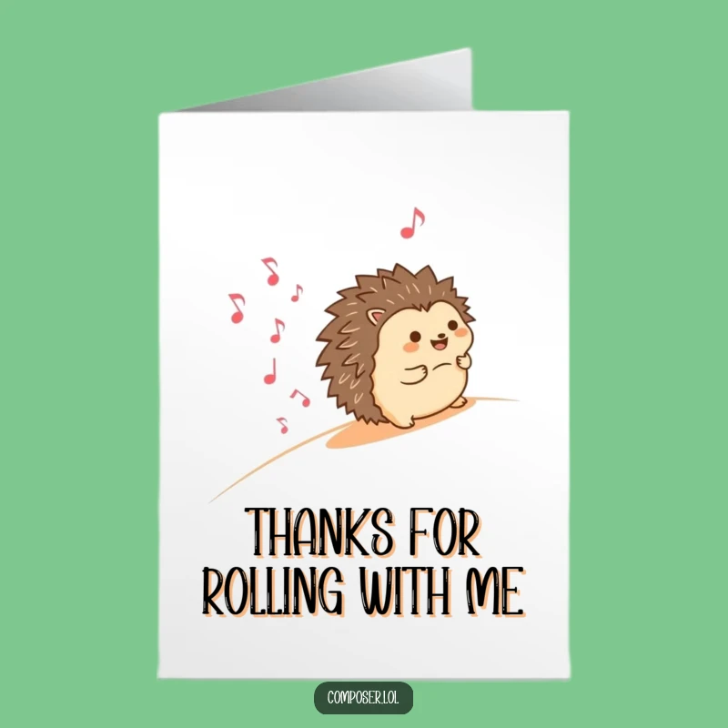 Free Printable Hedgehog Thank You Card: Whimsical Rolling Notes Downloadable Gift