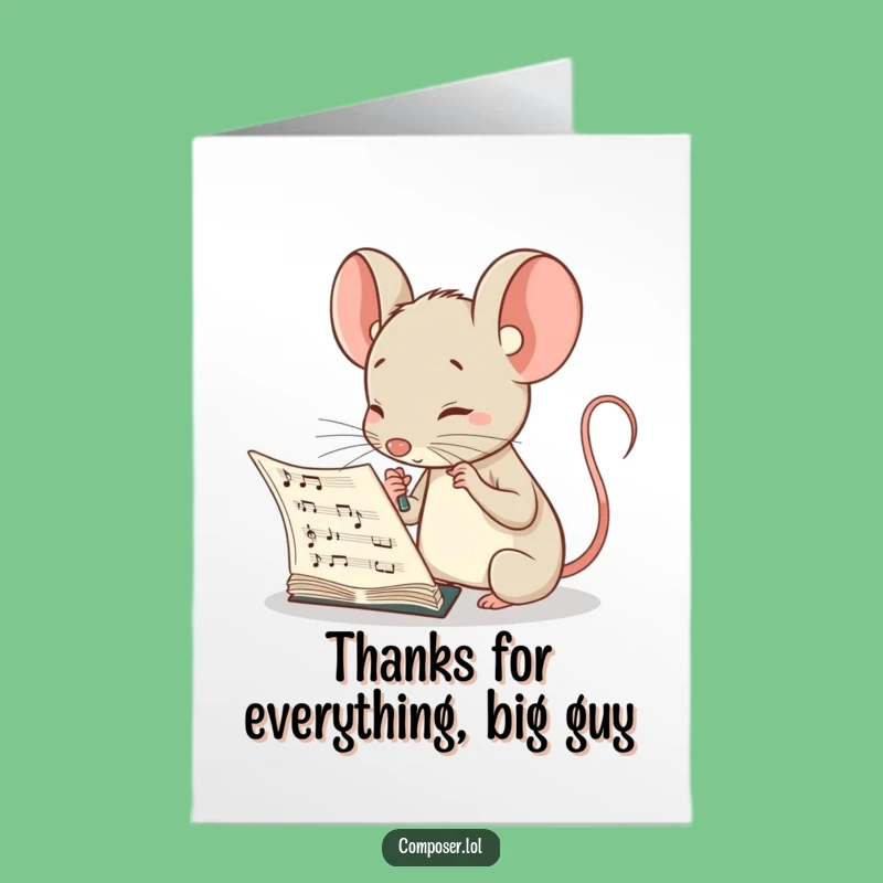 Free Printable Mouse Composer Thank You Card - Considerate Downloadable Gratitude