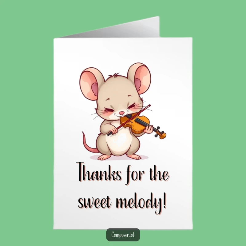 Free Printable Mouse Violinist Thank You Card - Sweet Funny Downloadable Gift of Gratitude
