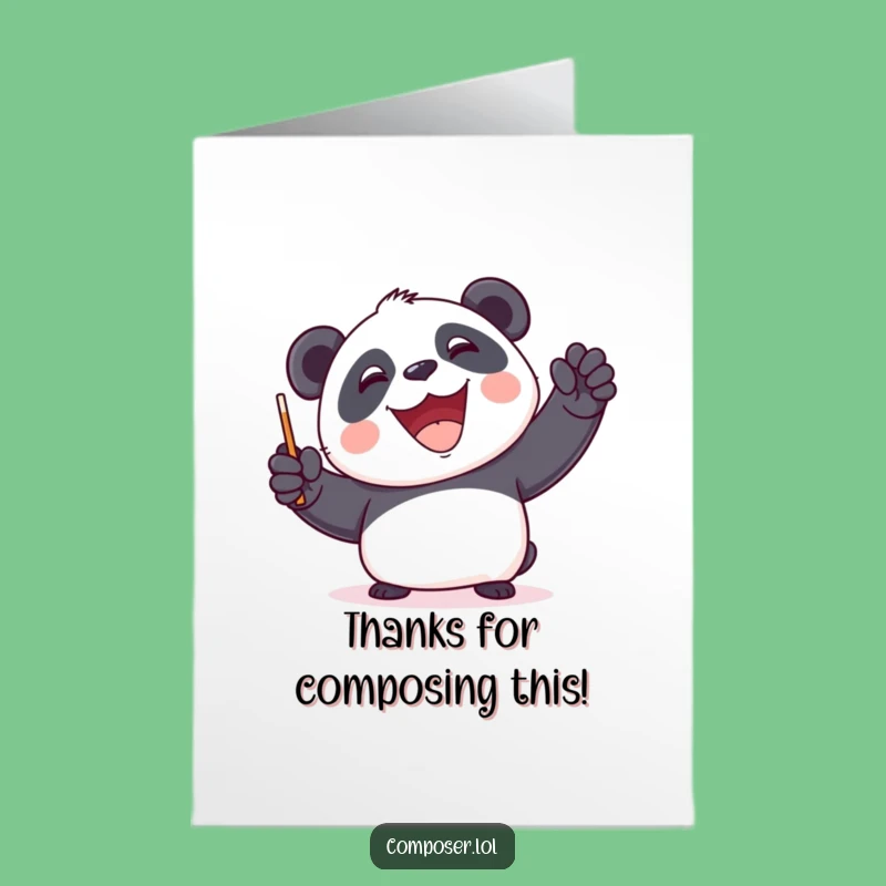 Free Printable Panda Thank You Card: Funny Downloadable Music Gift Expressing Gratitude