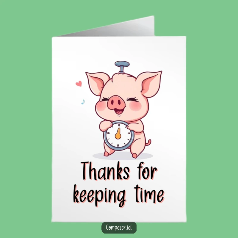 Free Printable Piglet Metronome Thank You Card - Humorous Downloadable Gift for Gratitude