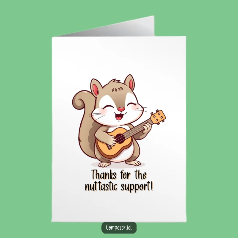Free Printable Thank You Card: Funny Squirrel Ukulele Hilarious Downloadable Gift