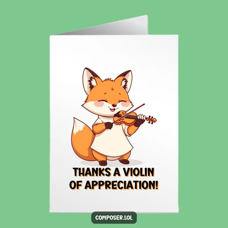 Free Printable Violin Fox Thank You Card - Musical Downloadable Gratitude