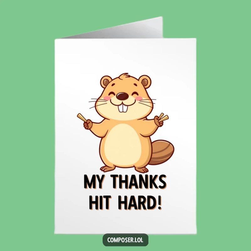 Free Printable Thank You Card: Beaver's Cymbal Thanks - Downloadable & Joyful!