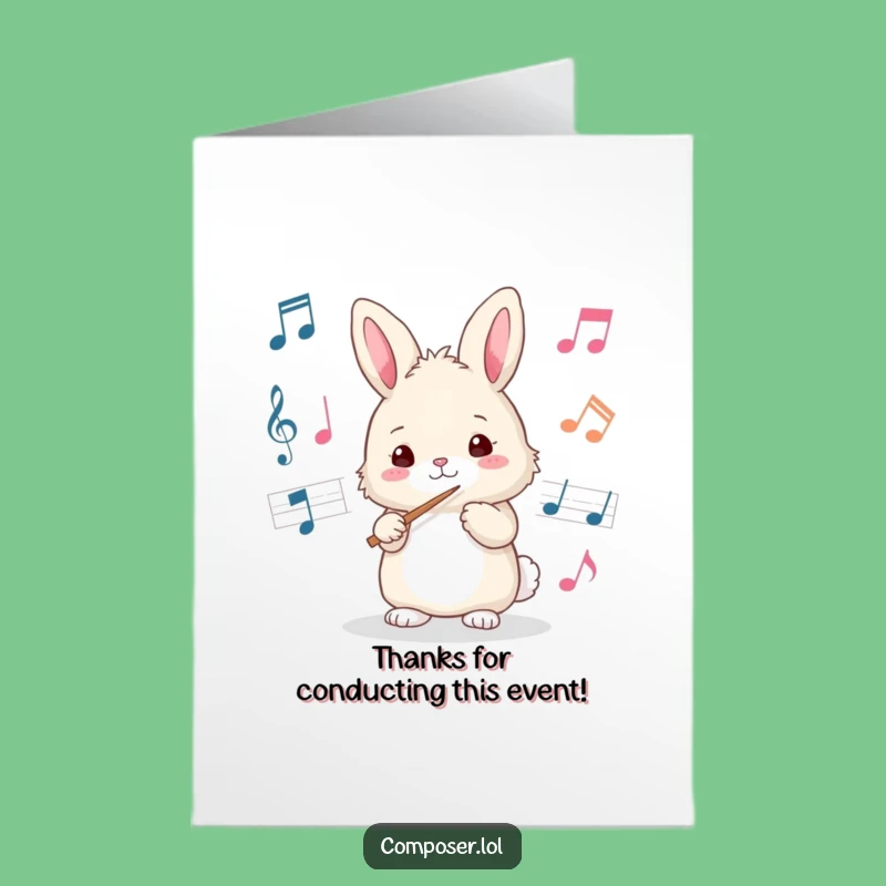 Free Printable Bunny Conductor Thank You Card: Funny Downloadable Gift