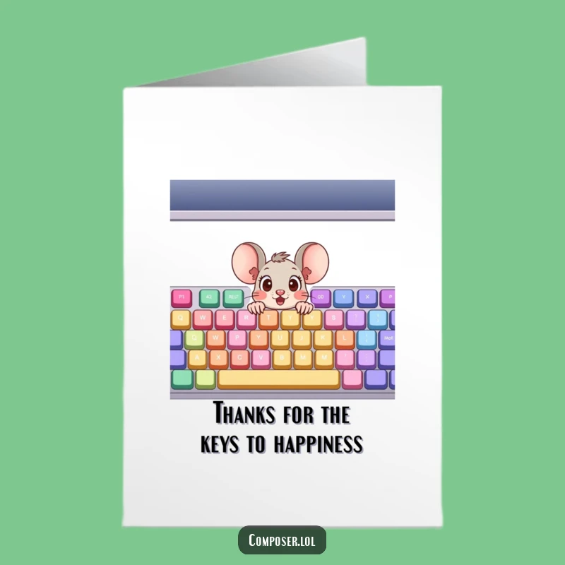 Free Printable Thank You Card: Piano Mouse Funny Downloadable Gift