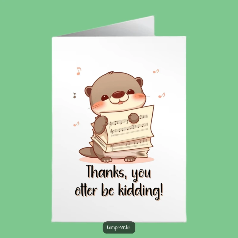 Free Printable Otter Thank You Card: Shy Humming Music Downloadable Gift