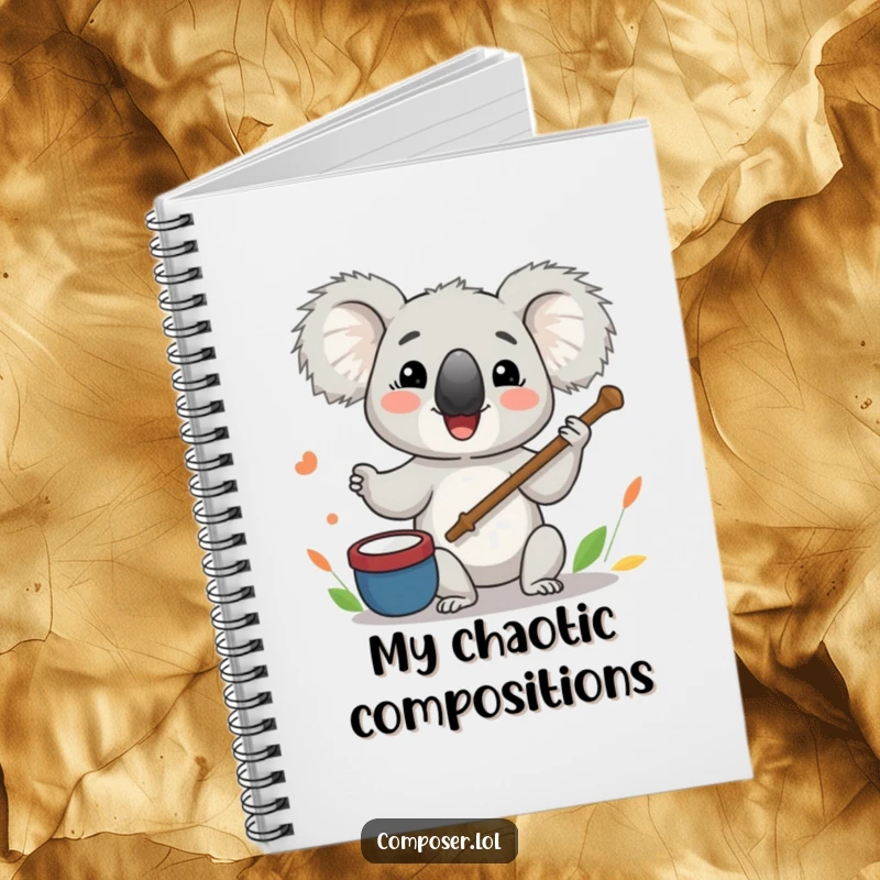 Funny Koala Notebook: Koala conductor leading orchestra with twig baton, perfect for musical notes and ideas.