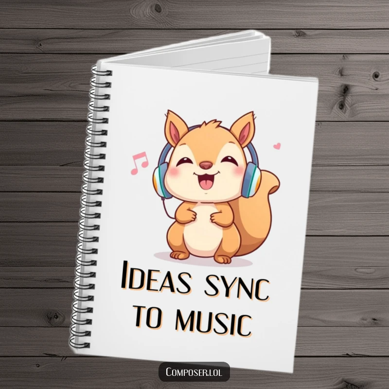Funny Squirrel Music Notebook: Cheerful rodent with headphones, head bopping to unheard melody, creative journal gift