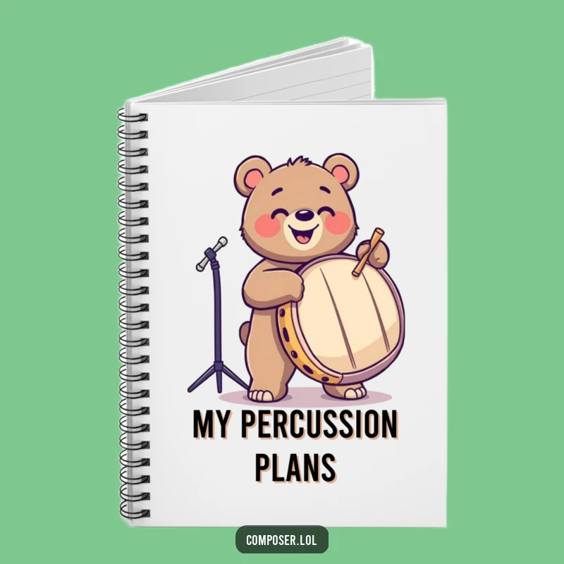 Funny Bear Notebook: Joyful Drummer Journal, Perfect Funny Gift!