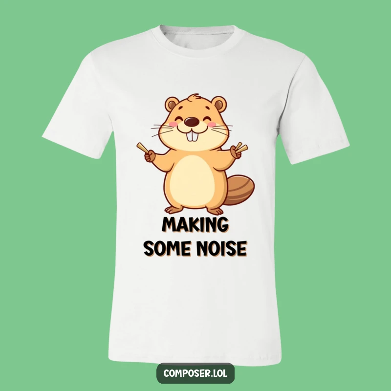 Funny Beaver Cymbals Tee: Enthusiastic Musician's Bash, Cool Gift