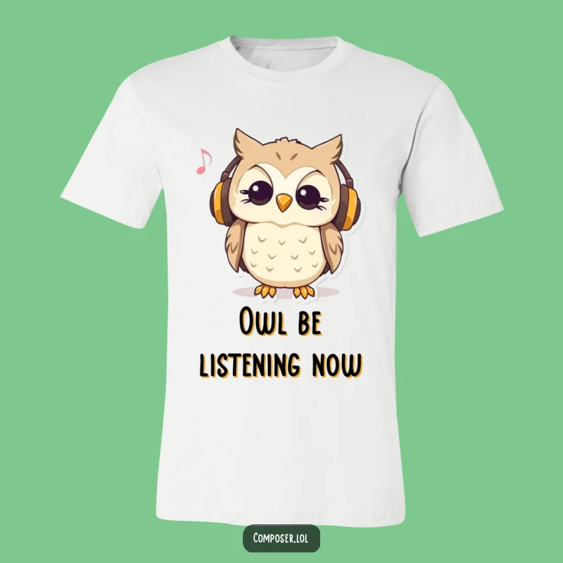 Funny Curious Owl Music T-Shirt: Show Your Musical Owl Style