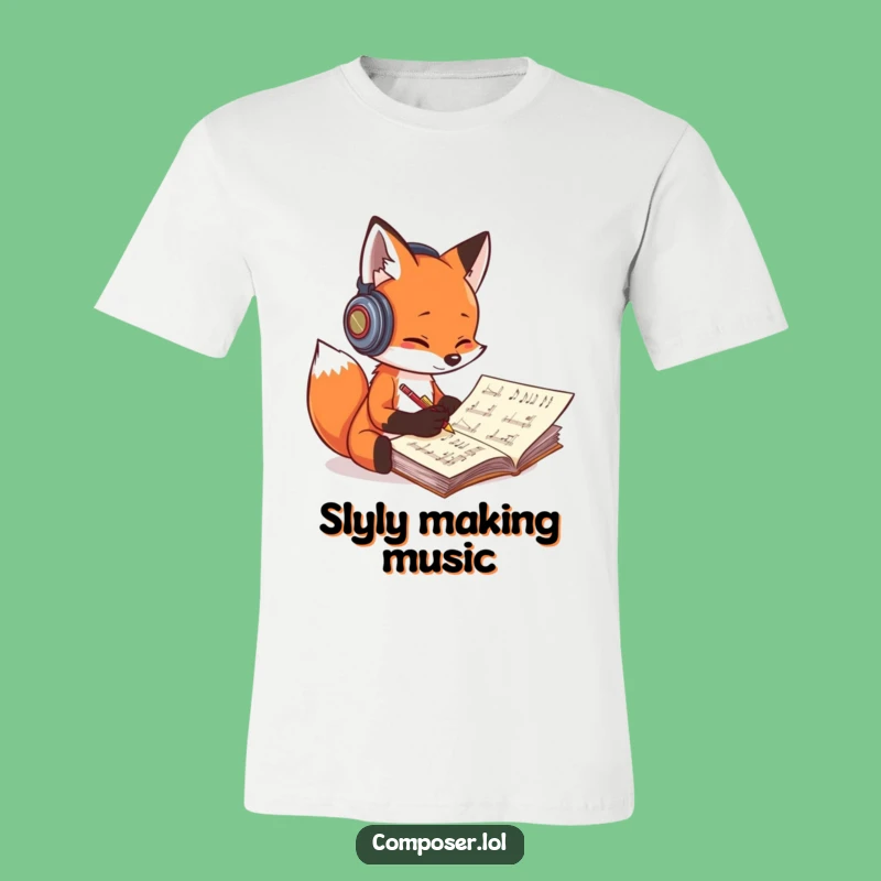 Funny Fox Composer T-Shirt: Energetic Music Scribbler Design