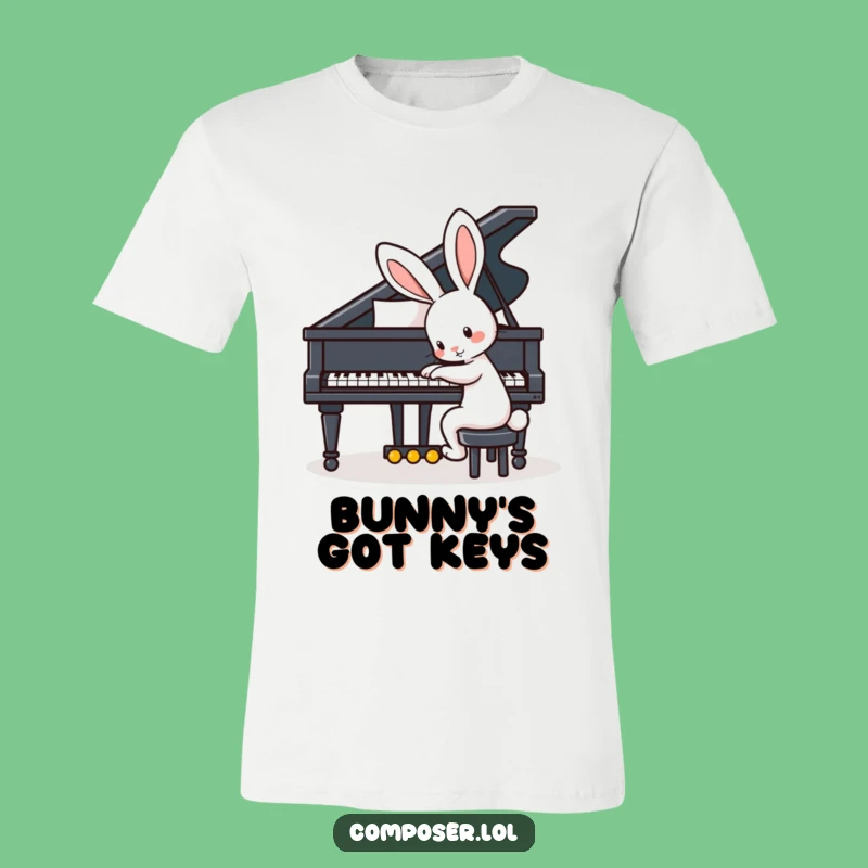 Funny Playful Rabbit Piano T-Shirt - Hilarious Gift for Music and Bunny Fans