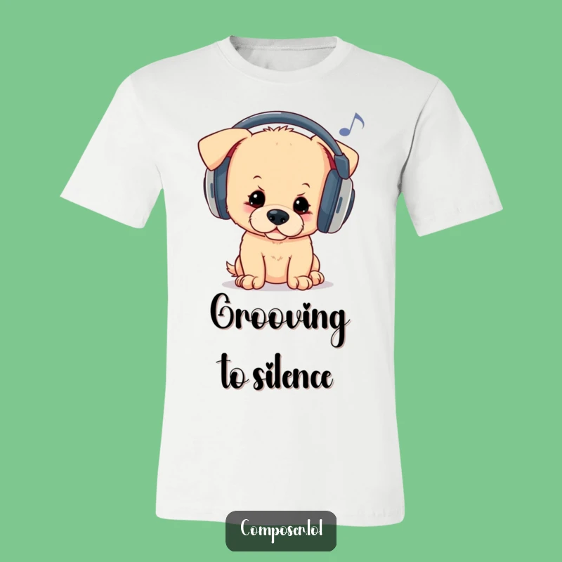 Funny Puppy Headphones T-Shirt - Cool Music Dog Tee, Great Gift