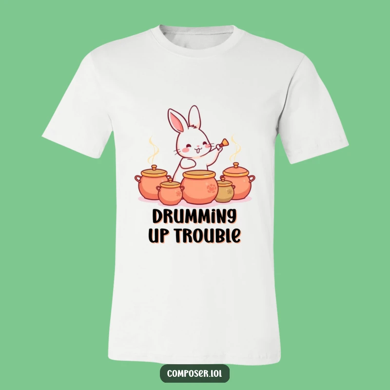 Funny Rabbit Drummer T-Shirt: Wearable Percussion Fun with a Bunny