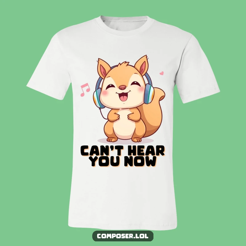 Funny Squirrel Party Tee: Cheerful Headphone-Wearing Rodent Grooving to Music, Cool Gift