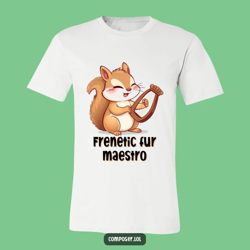 Funny Winking Squirrel Harpist T-Shirt: Hilarious Composer Apparel for Music Fanatics
