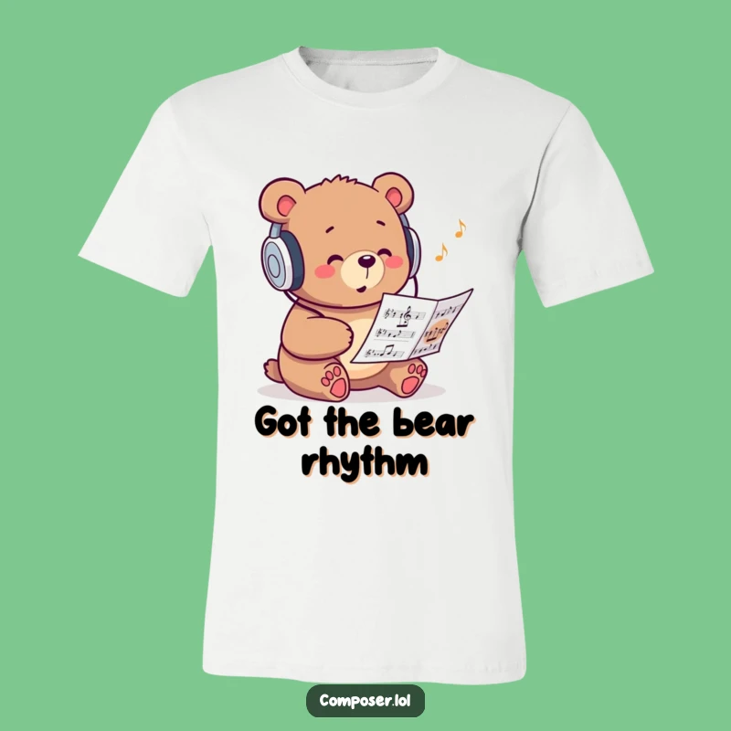 Funny Bear DJ T-Shirt: Cool Bear with Headphones - Hilarious Music Tee!