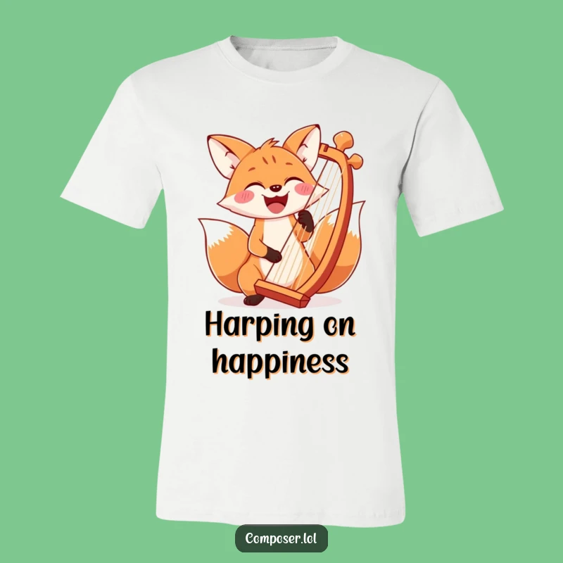 Funny Fox Harp T-Shirt: Joyful Musician Tee, Whimsical Chord Player Shirt