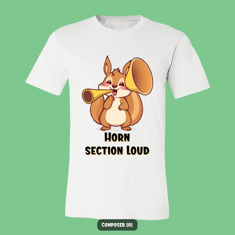 Funny Squirrel French Horn T-Shirt - Humorous Musician Tee Gift