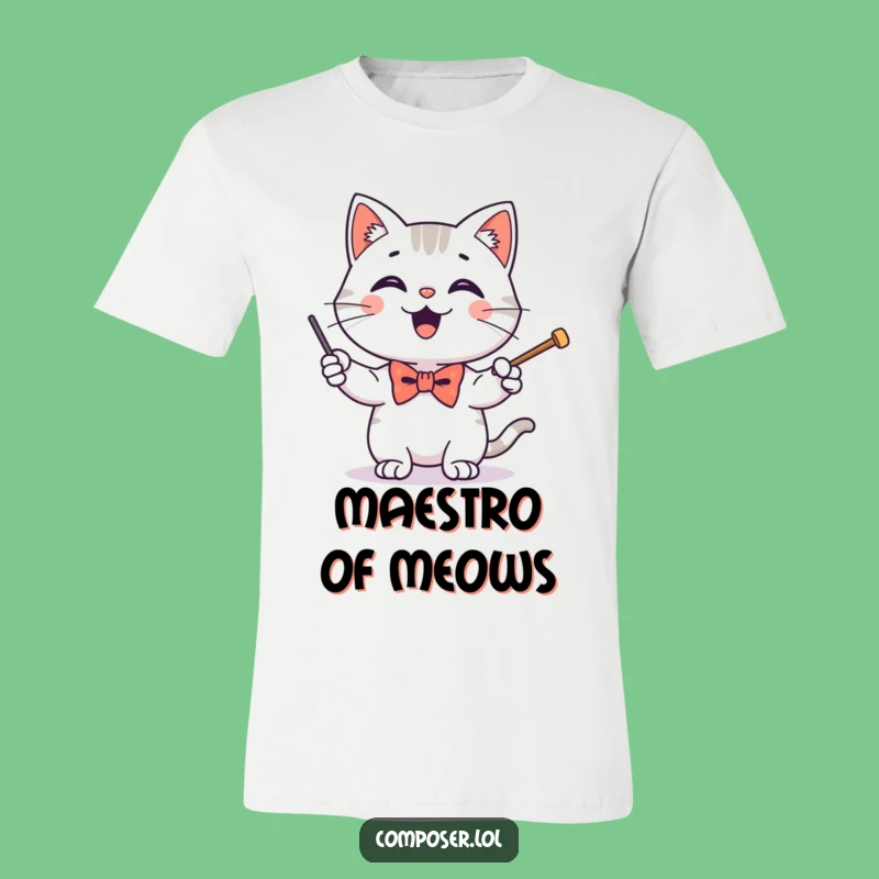 Funny Conducting Cat Baton T-Shirt - Hilarious Gift for Music and Cat Fans