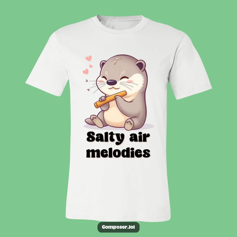 Funny Otter Flutist T-Shirt: Happy Otter Music Maker - Hilarious Gift!