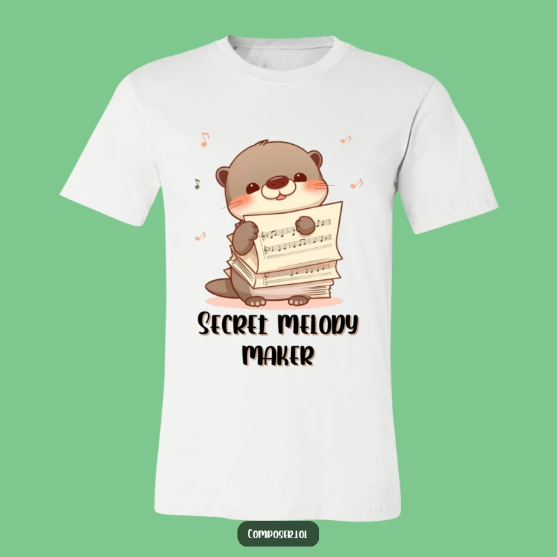 Funny Shy Otter Music T-Shirt - Cozy Melody Tee, Perfect Introvert Gift