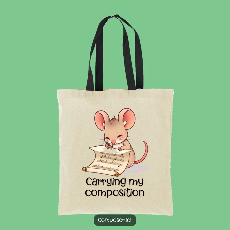 Funny Composer Mouse Tote Bag: Determined Musician's Carry-All, Stylish Gift