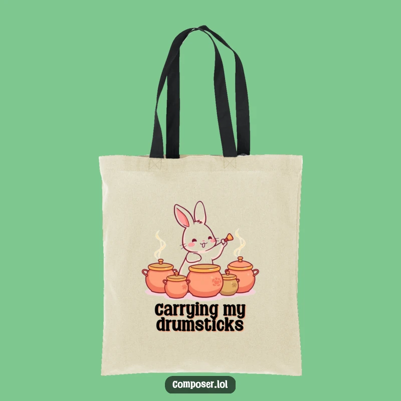 Funny Rabbit Drummer Tote Bag: Carry Your Rhythm and Essentials