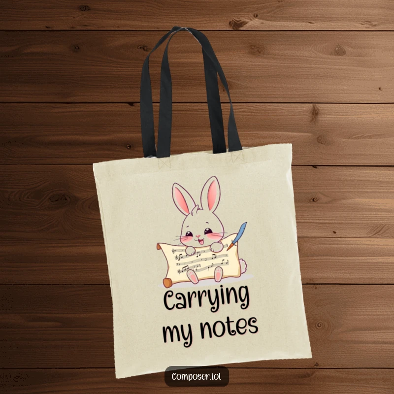 Funny Rabbit Composer Tote Bag - A rabbit composing music, perfect for groceries, books, and spreading smiles.